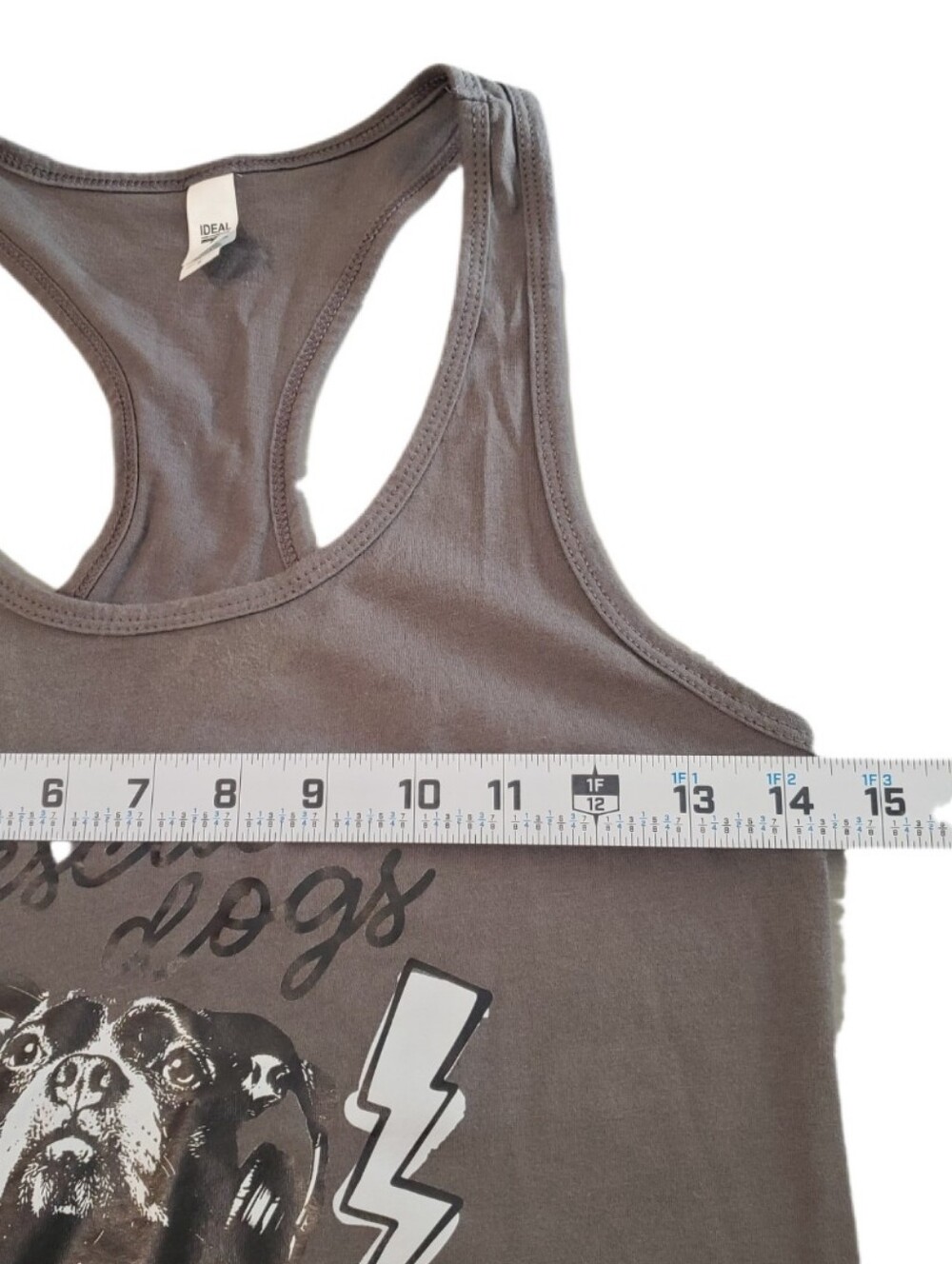 Women's Gray Rescue Dogs‎ Rock Racerback Tank Top Small - Picture 3 of 5